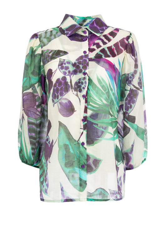 Blouse Mayliera 3/4 Purple Magic Botanical Tropics Chic | Puple Magic