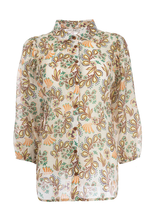 Blouse Mayliera 3/4 Tortoise Shell Retro Paisley Twist | Tortoise Shell