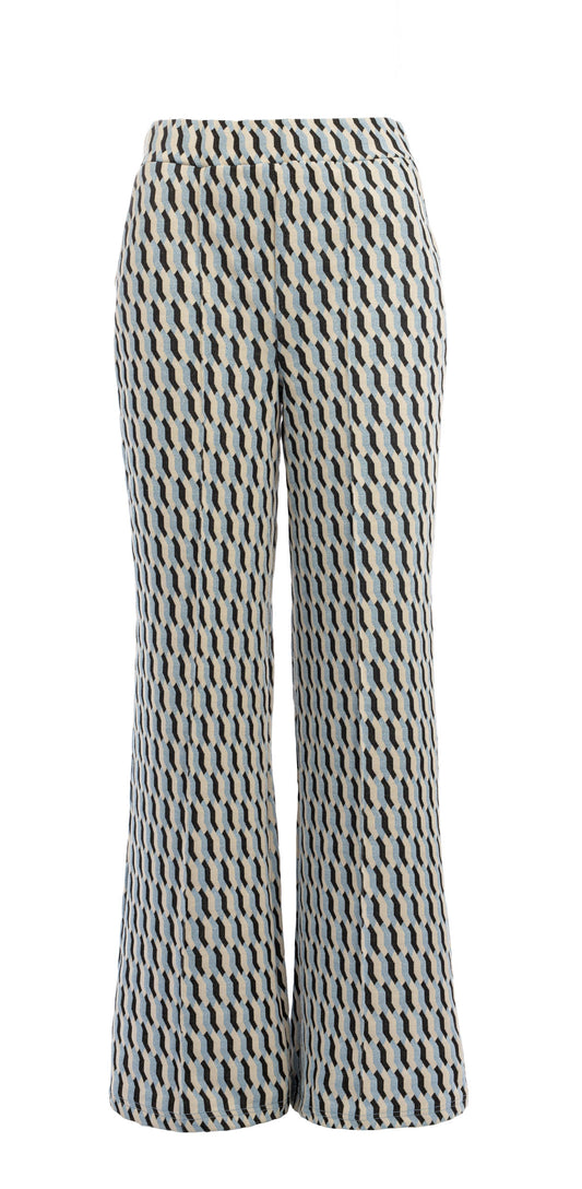 Broek Sianda Pintuck Placid Blue Geo Lurex Jacquard | Placid Blue