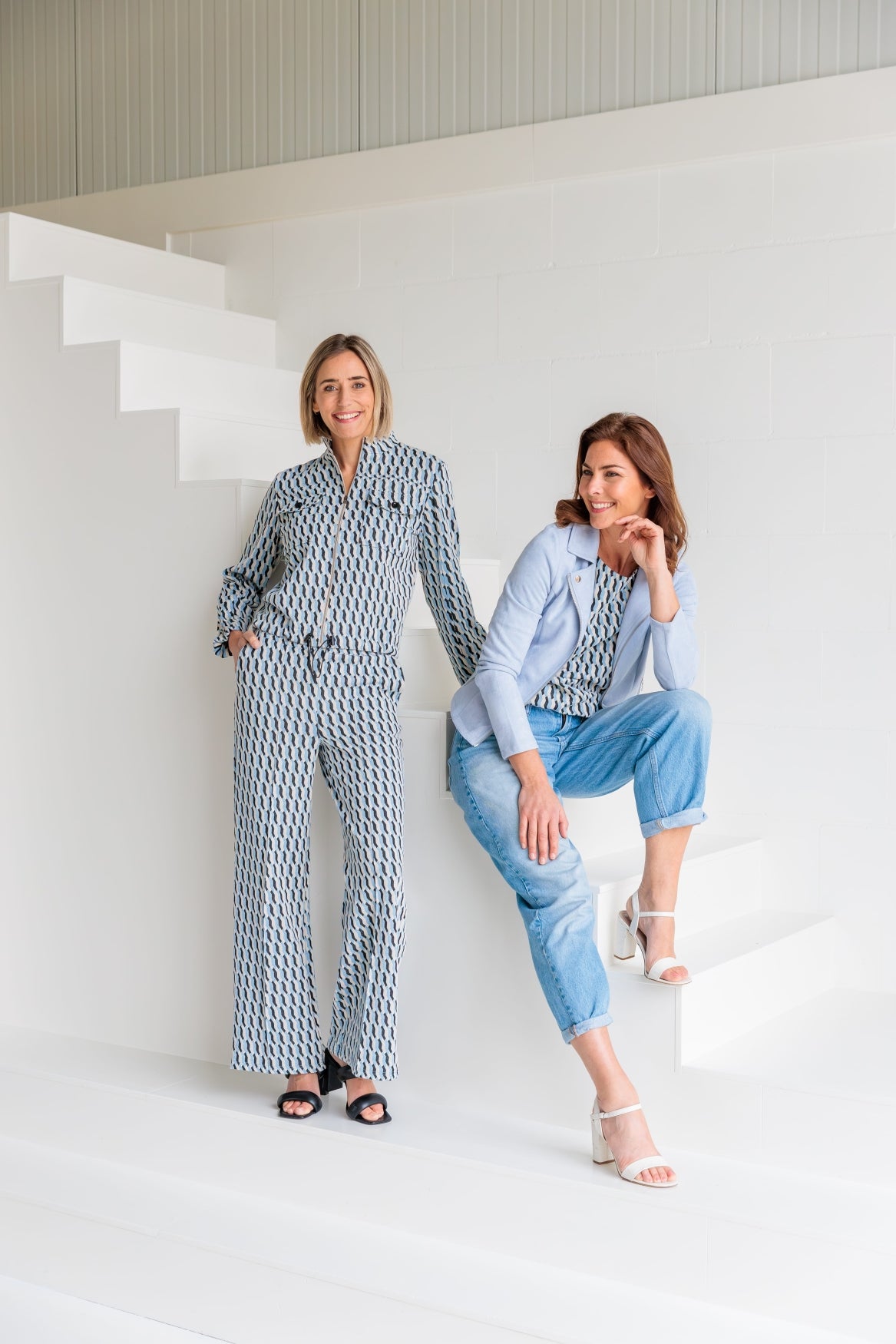 Broek Sianda Pintuck Placid Blue Geo Lurex Jacquard | Placid Blue