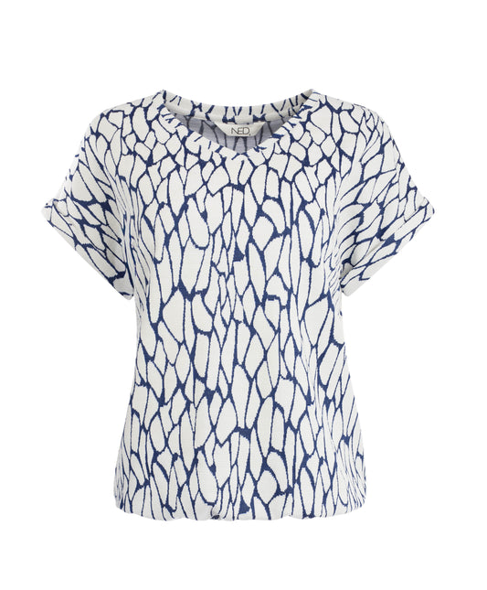 Bueno SS Blue Rocky Jacquard Tricot | Blue