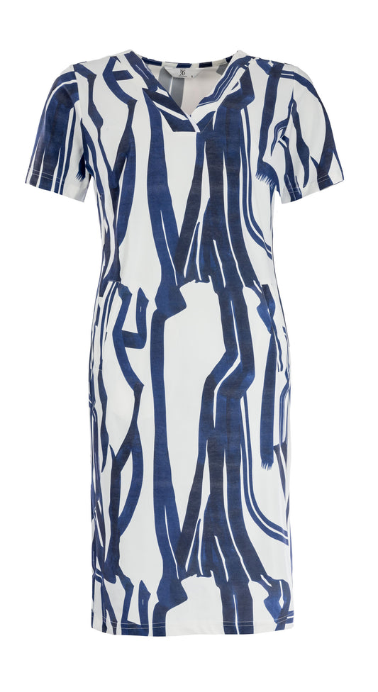 Jurk Simo-C 1/2 SS Blue Lolite Patchy Pattern Traveler | Blue Lolite