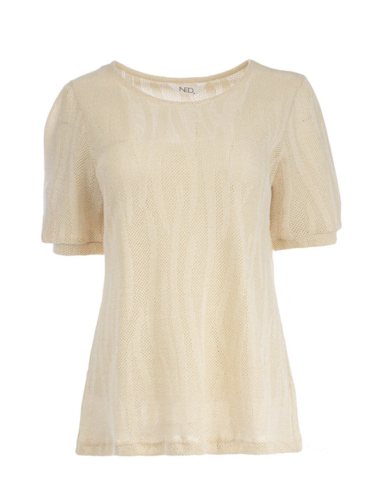 Top Mijares Small Animal Lurex Knit | Sand
