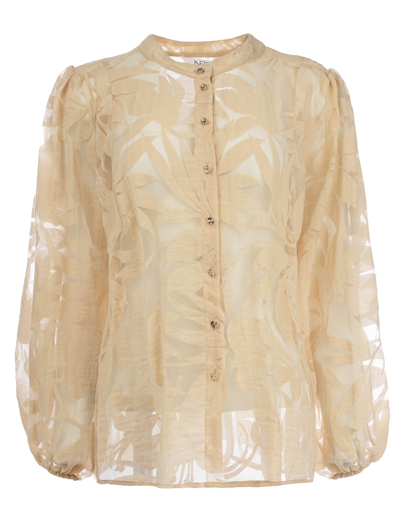 Blouse Renske LS Sand Botanic Burnout Ausbrenner | Sand