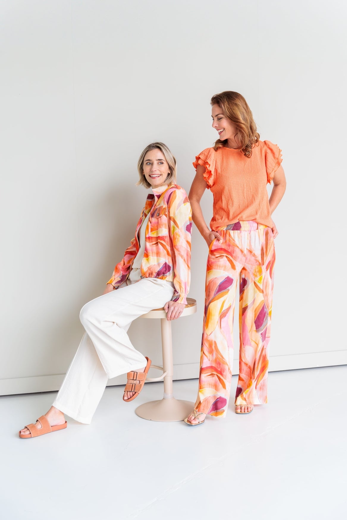 Omono SS Crinkle Structure Tricot | Coral Orange