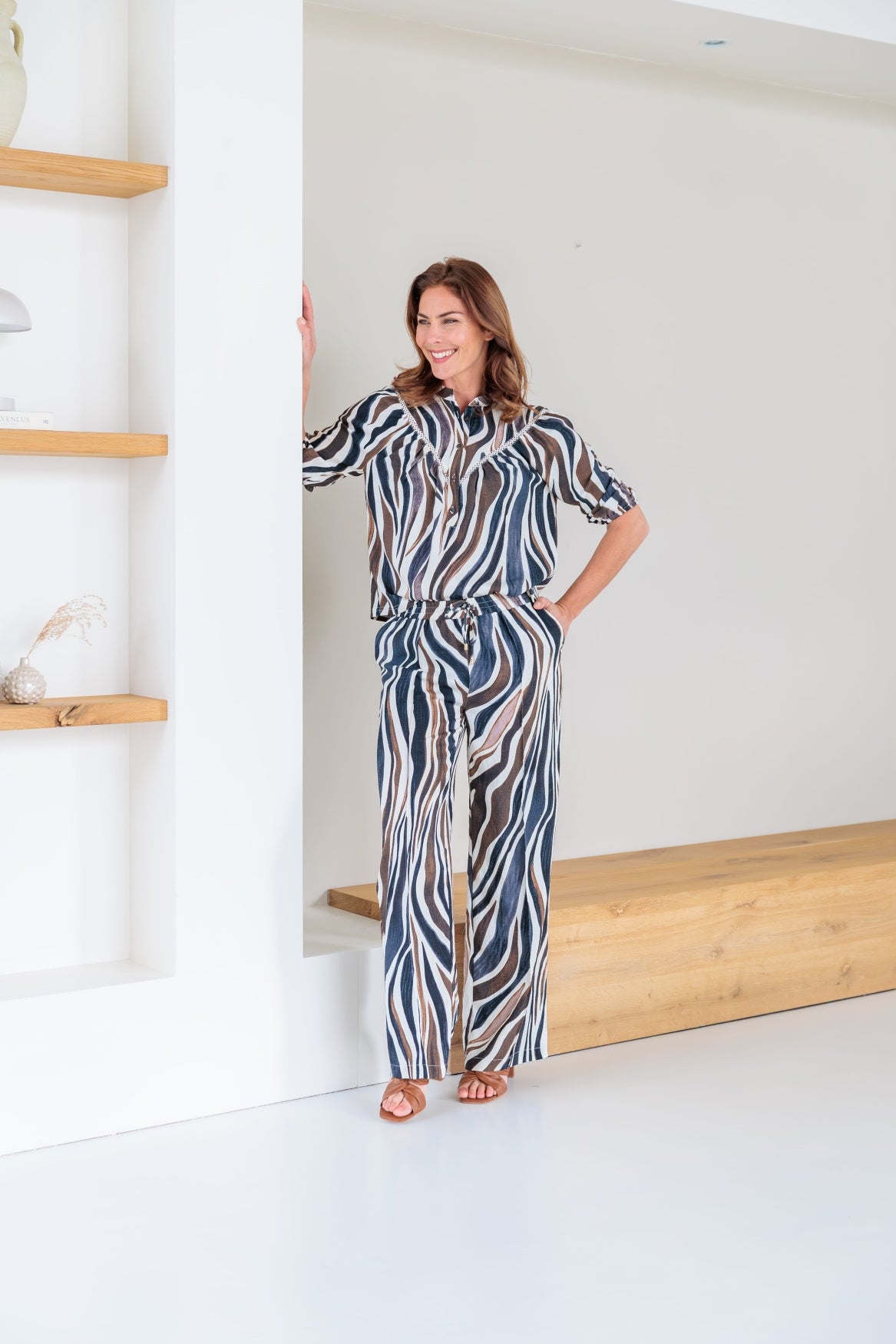 Yura Brown Zebra Print Woven | Brown
