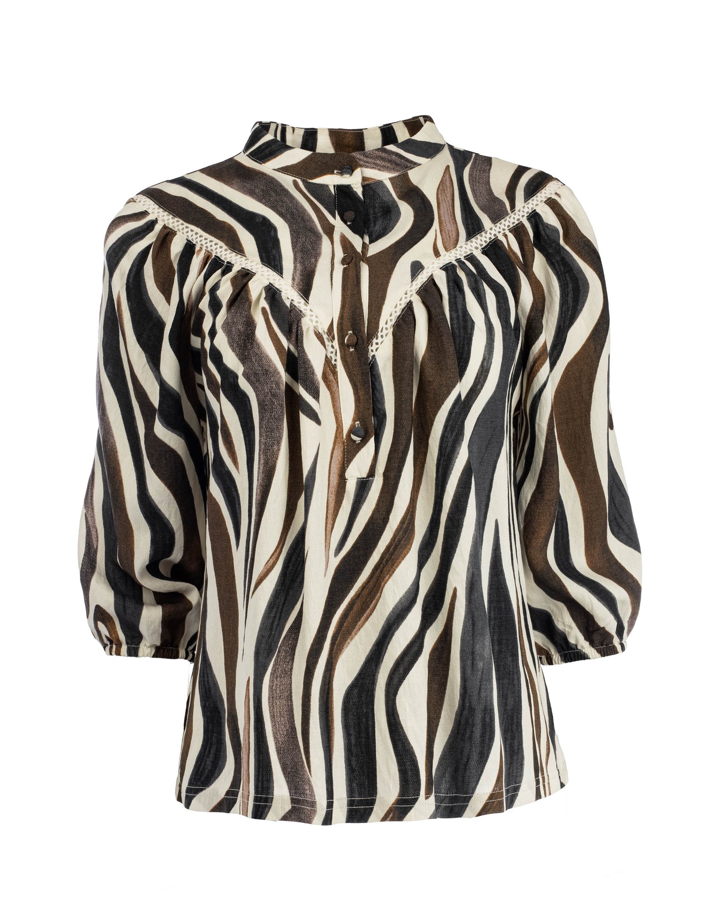 Bobin 3/4 Brown Zebra Print Woven | Brown