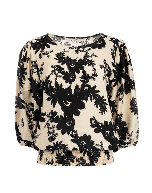 Top Lucea 3/4 NL Black Classic Floral Woven | Black