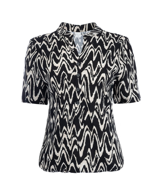 Lucie SS Black Big Waves Woven | Black