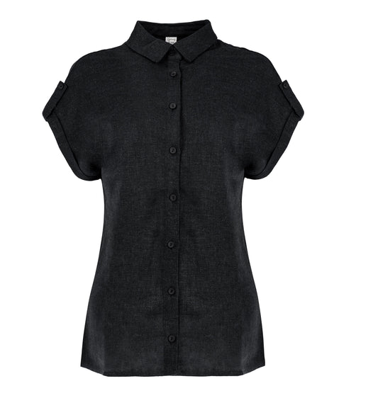 Blouse Annelie Top SS Linnen Viscose Woven | Black