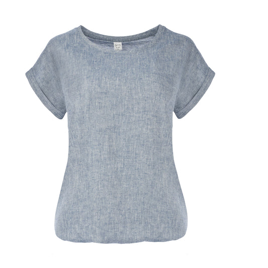Top Brisia W  linen Melange Pepino Woven | Jeans Blue