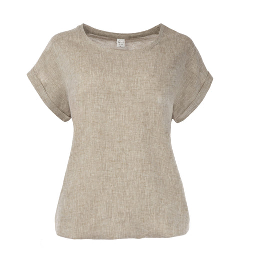 Top Brisia W  linen Melange Pepino Woven | Dark Sand