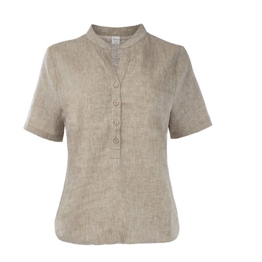 Top Lucie SS Linen Melange Pepino Woven | Dark Sand