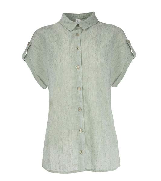 Annelie Top SS Linen Look Hotfix Woven | Mint