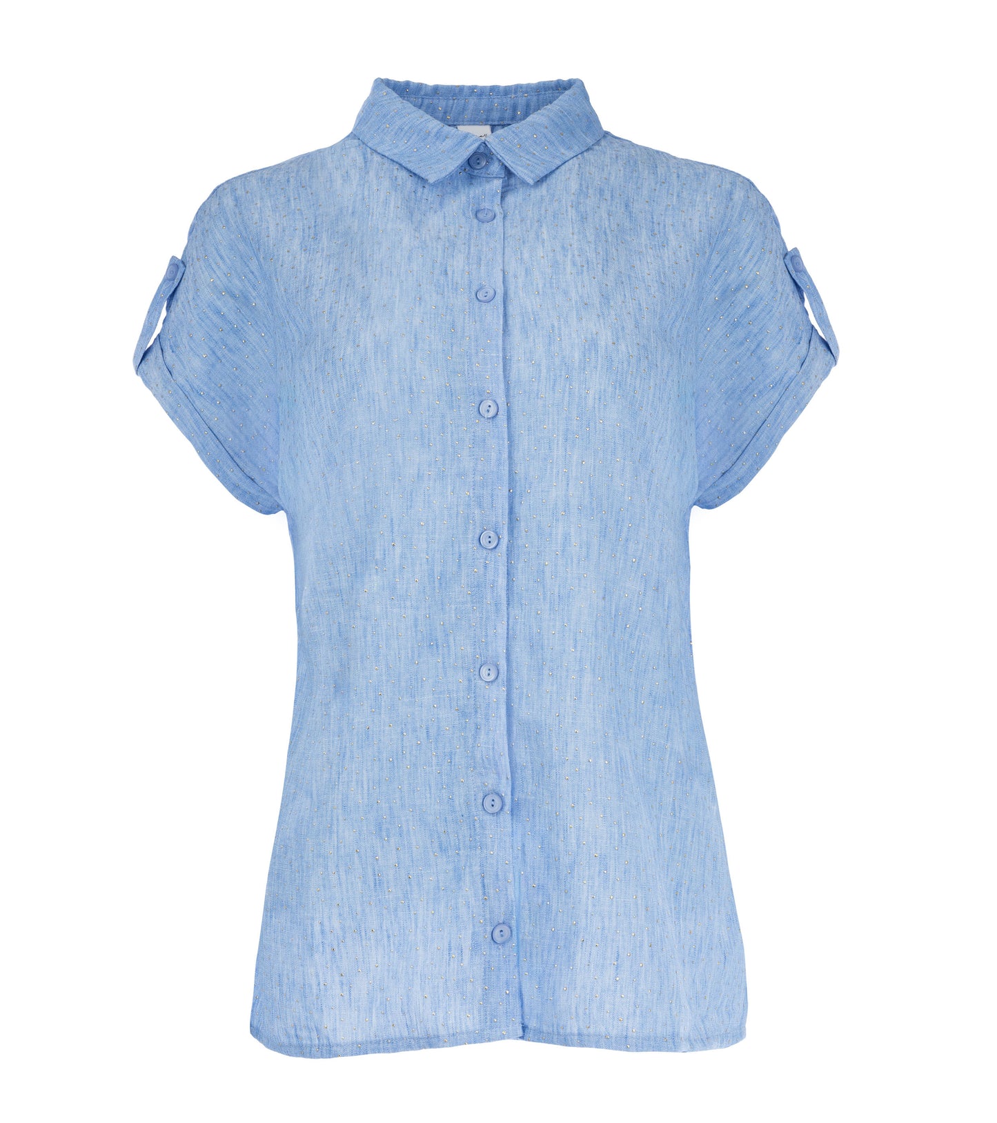 Annelie Top SS Linen Look Hotfix Woven | Jeans Blue