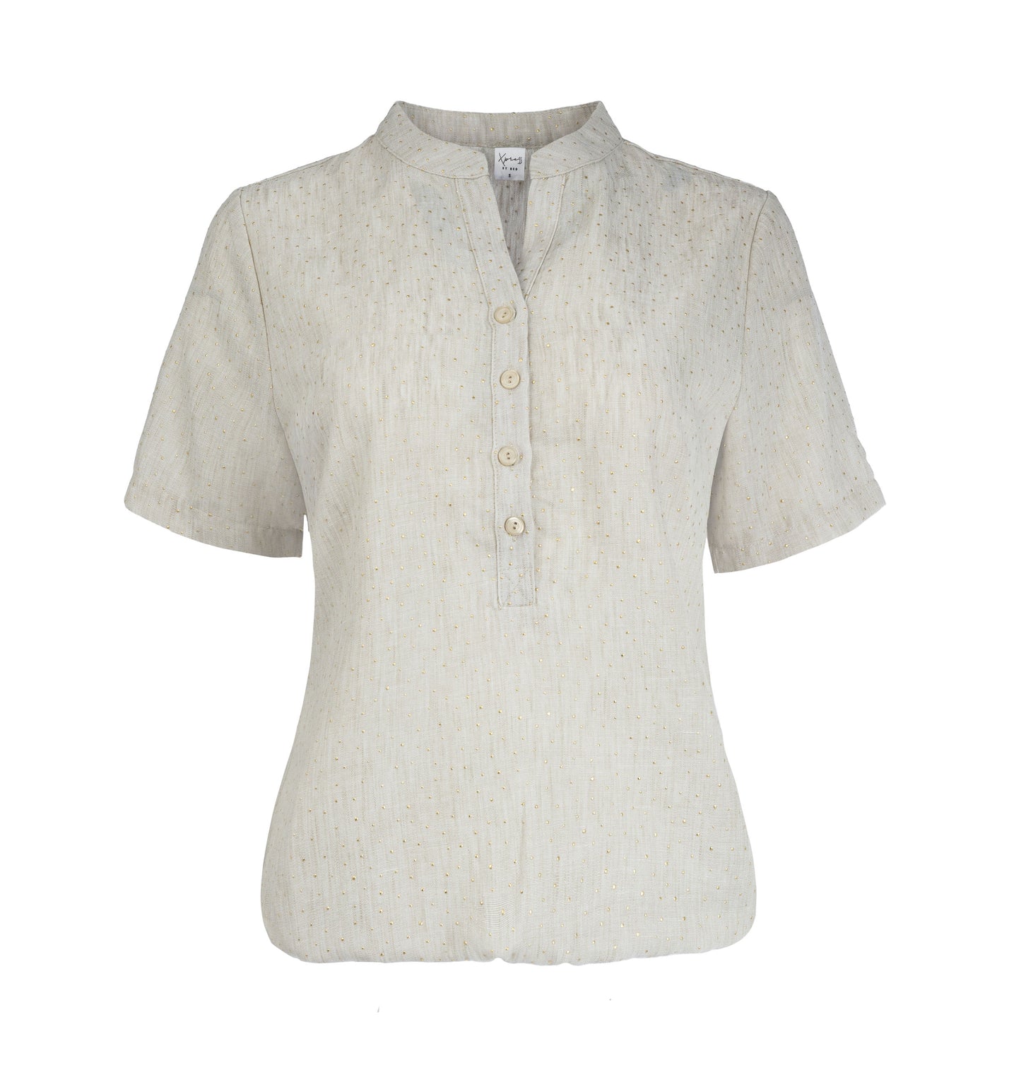 Top Lucie SS  Linen Look Hotfix Woven | Sand