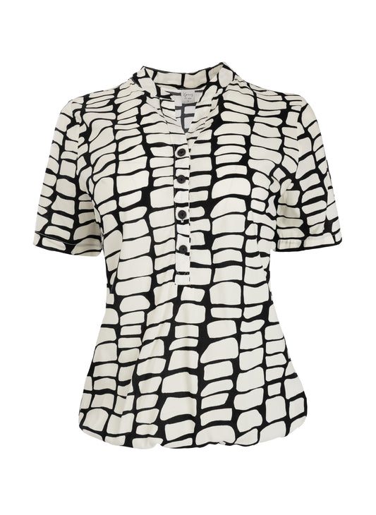 Top Lucie SS Black Croco Voile | Black