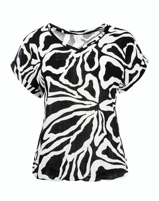 Nox-PW SS Black Big Petal Flower Woven | Black