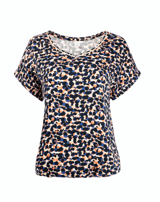 Top Nox-PW SS Salmon Abstract Dots Woven | Salmon