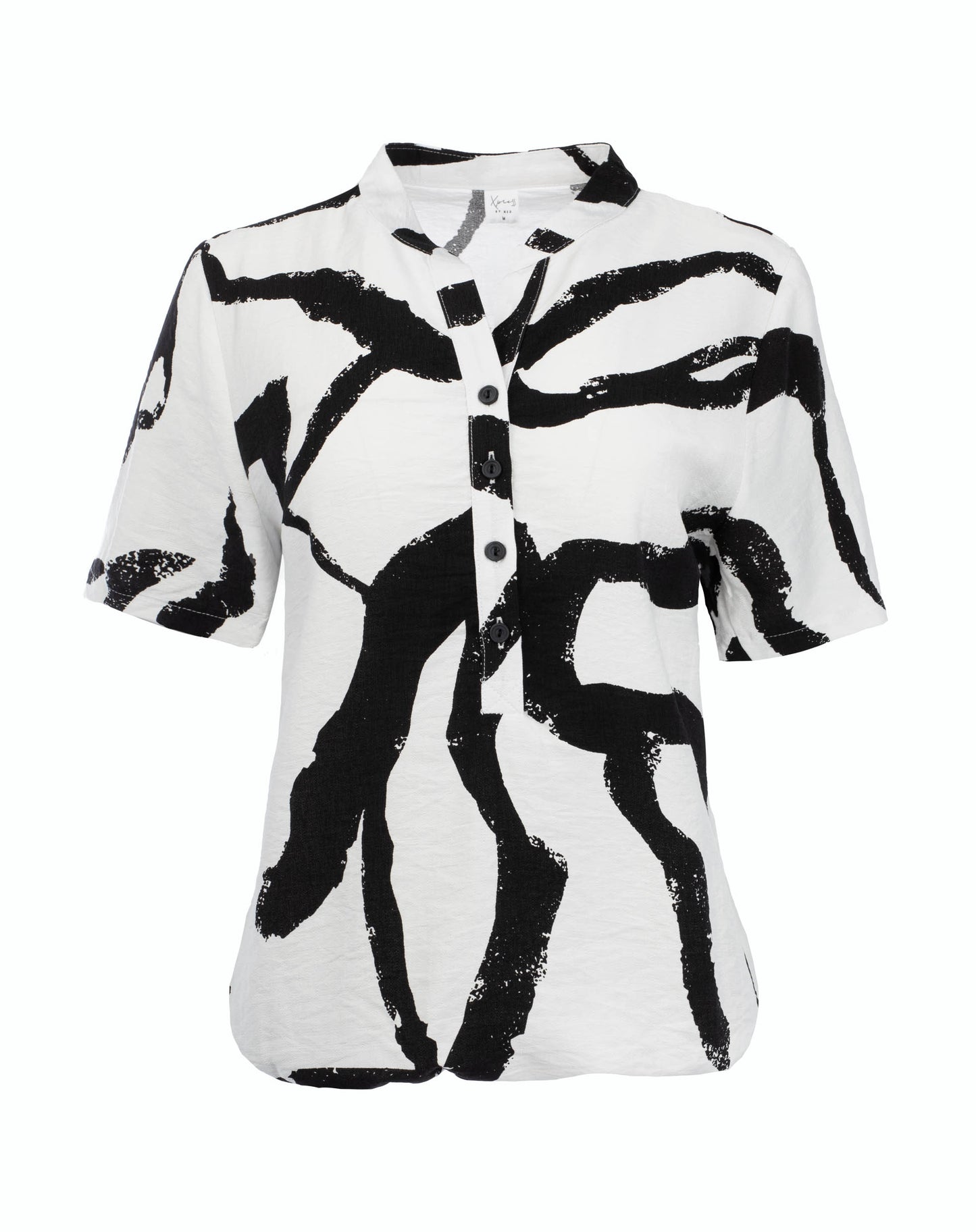 Top Lucie SS Black Abstract Lines Woven | Black