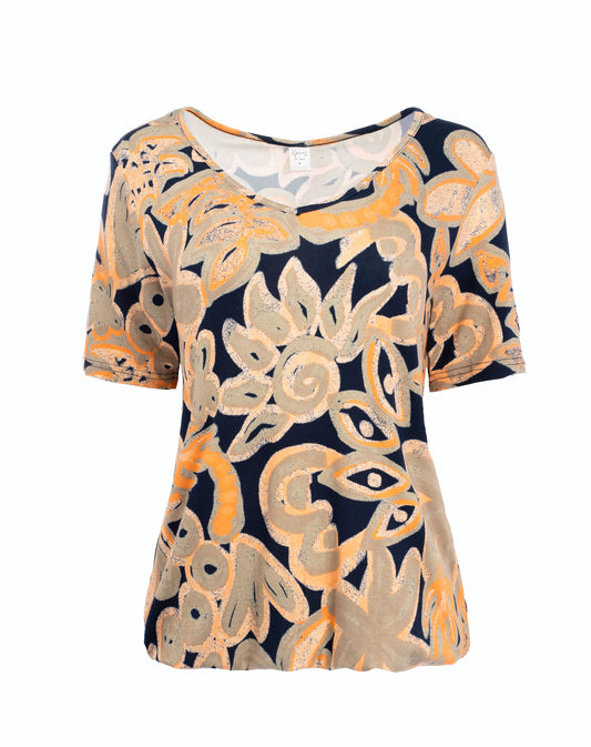 Top Xavier SS Salmon Primal Flower Tricot | Salmon