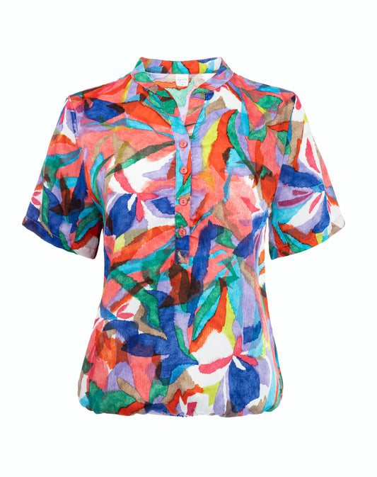 Top Lucie SS Colored Watercolour Flower Woven | Colored