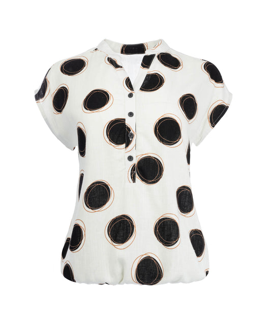 Top Lucie SL Black Circles Woven | Black