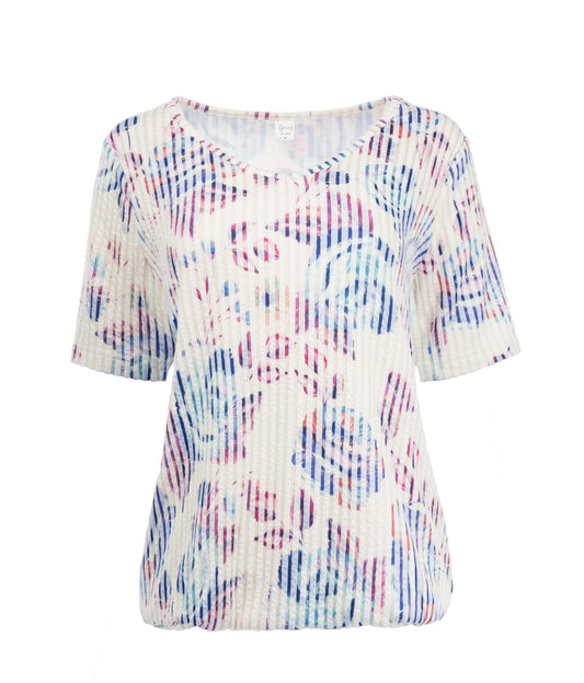 Top Xavier SS Blue Painted Roses Tricot | Blue