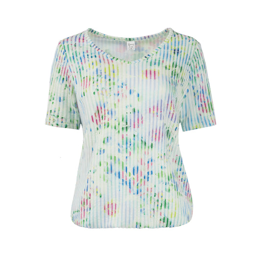 Top Xavier SS Blue Watercolour Flowers Tricot | Blue
