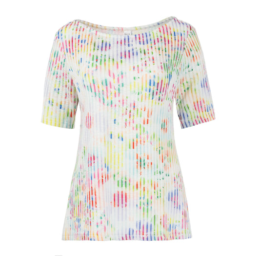 Top Calloni 1/2 SS Colored Watercolour Flowers Tricot | Colored