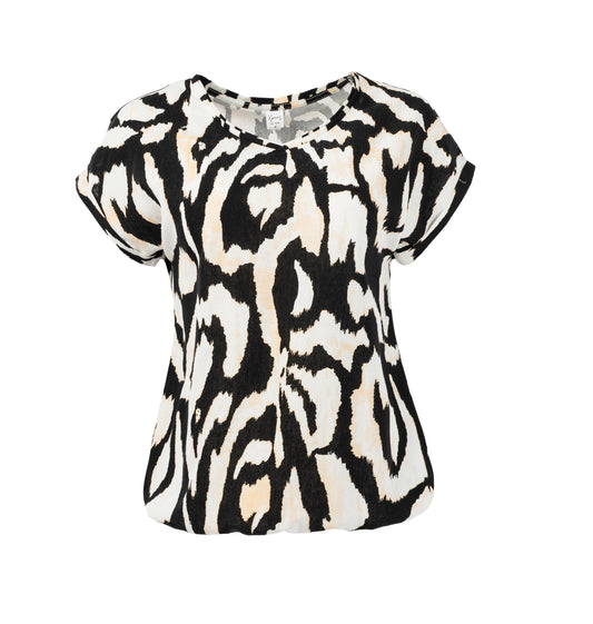 Top Nox-SPW SS Black Abstract Animal Woven | Black