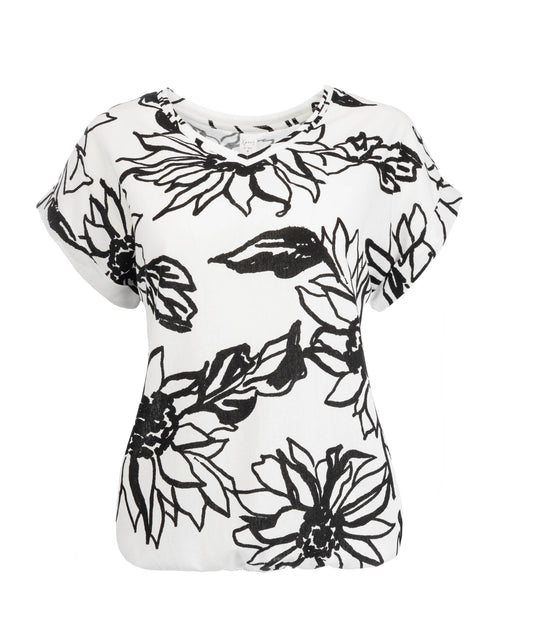 Top Nox-SPW SS Ecru Two Tone Flower Woven | Ecru