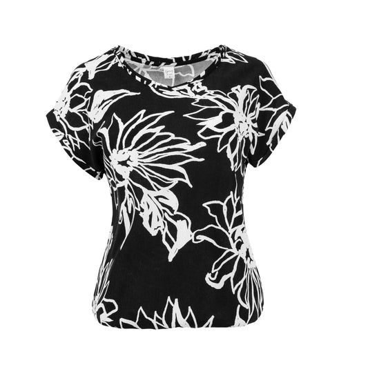 Top Nox-SPW SS Black Two Tone Flower Woven | Black