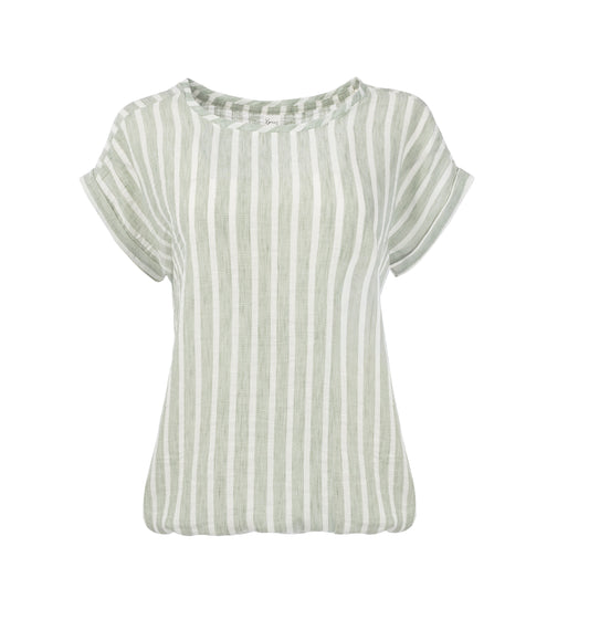 Top Brisia W Army Linen Look Stripe Woven | Army