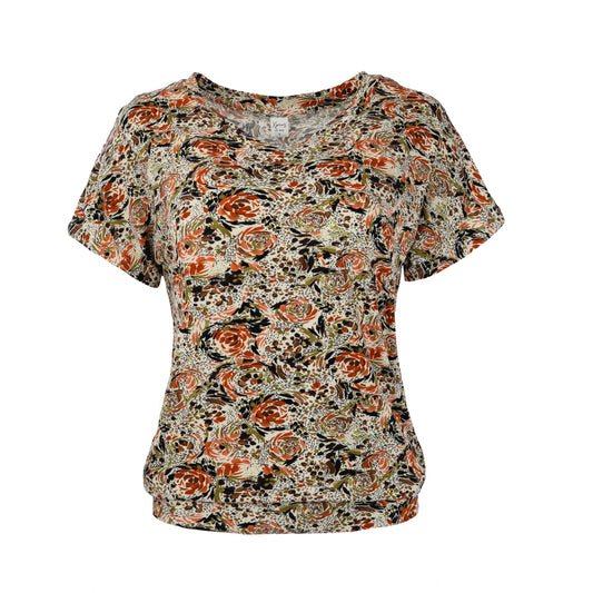 Top Mana SS Cognac Roses Tricot | Cognac