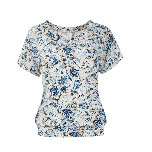 Top Mana SS Marine Roses Tricot | Marine