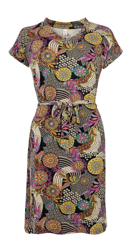 Jurk Mary SS Black Fortune Wheel Tricot | Black