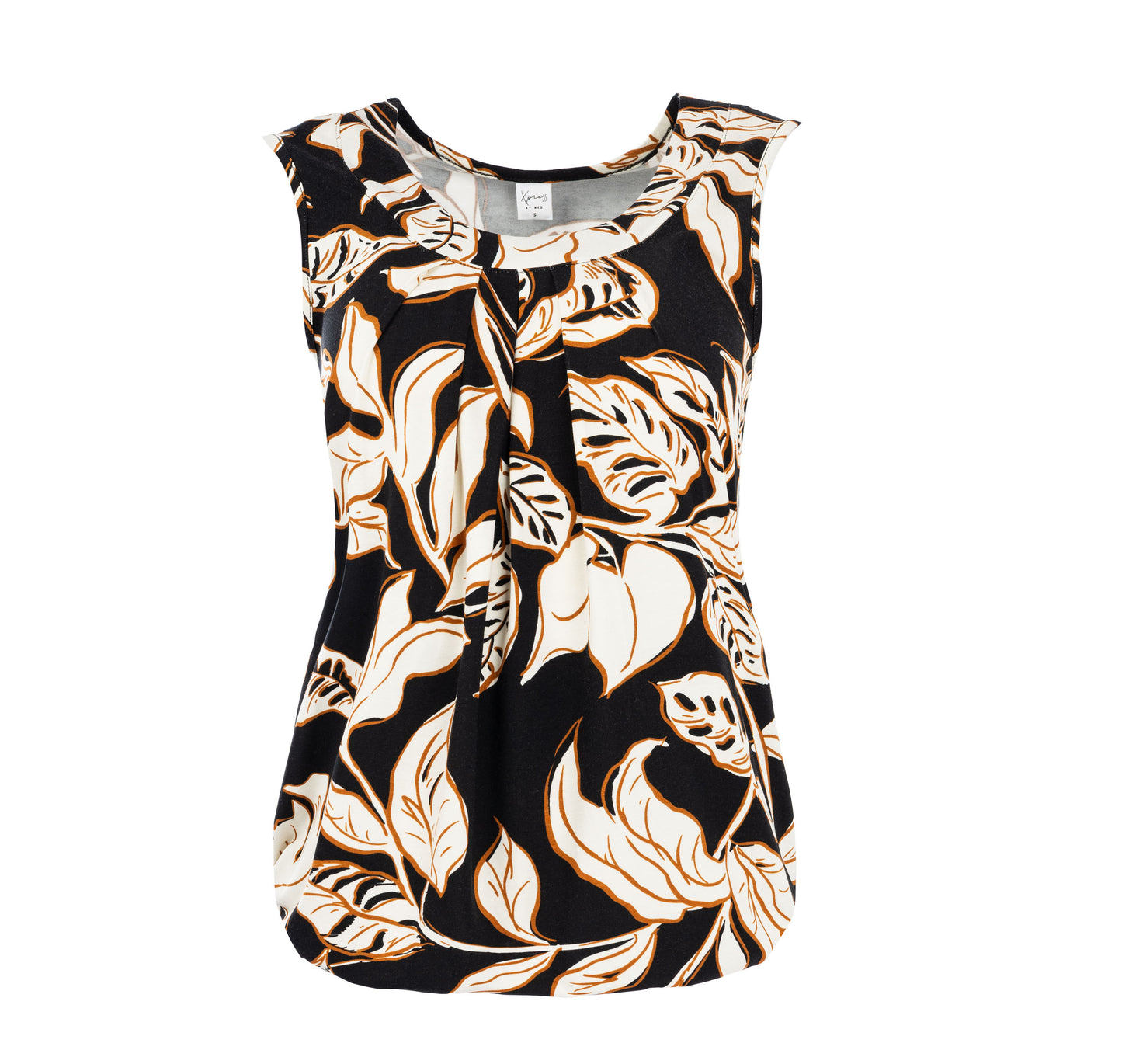 Top Dafne SL Black Contrast Leaves Tricot | Black