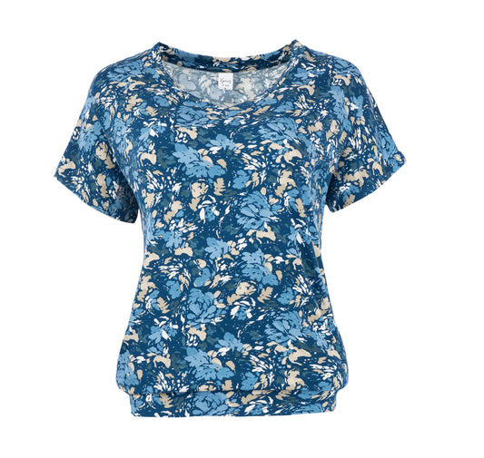 Top Mana SS Marine Flower Tricot | Marine