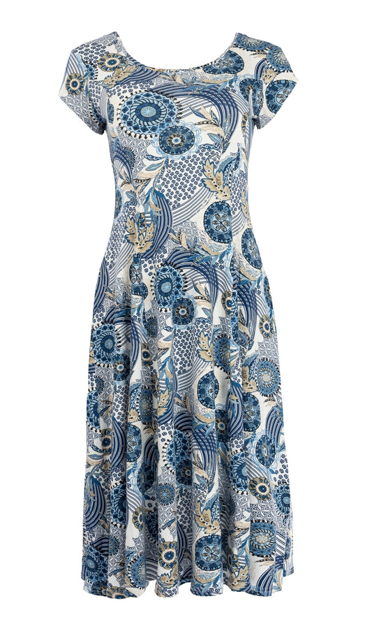 Jurk Evy SS Long Navy Fortune Wheel Tricot | Navy