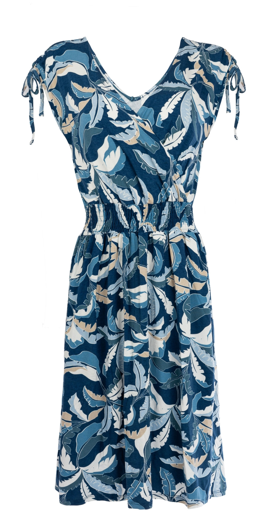 Jurk Lea SL Blue Palm Leaves Tricot | Blue