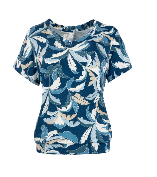 Top Mana SS Blue Palm Leaves Tricot | Blue