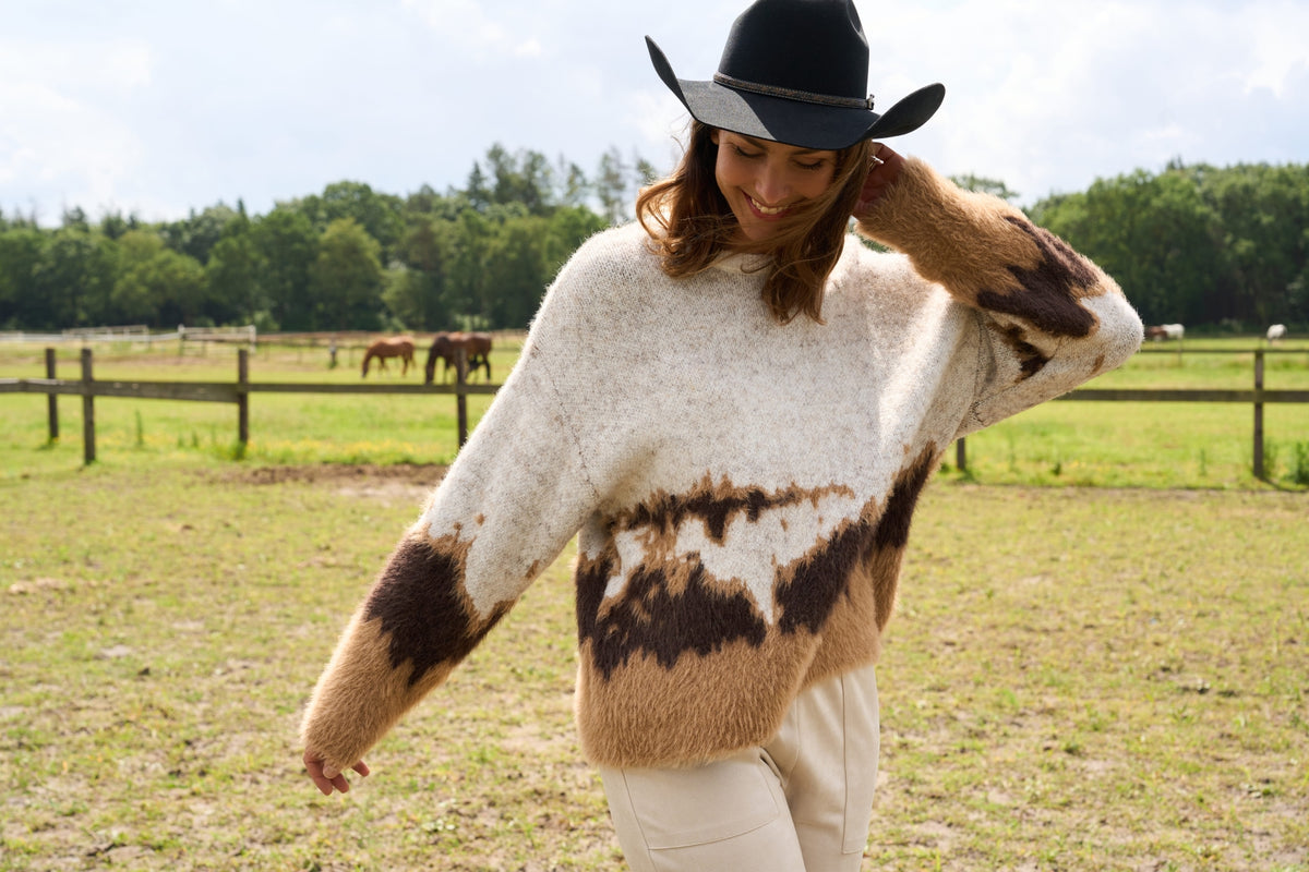 Trui Etne LS-RMS Furry Mix Knit | Tan