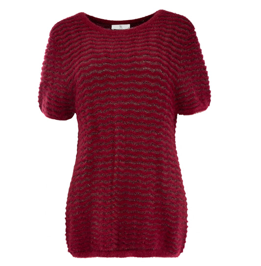 Toska LS-RML Lurex Ajour Knit | Rhubarb Red