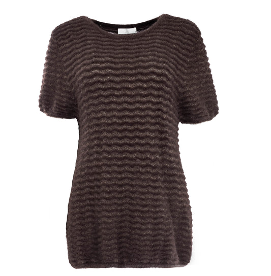 Toska LS-RML Lurex Ajour Knit | Ganache Brown