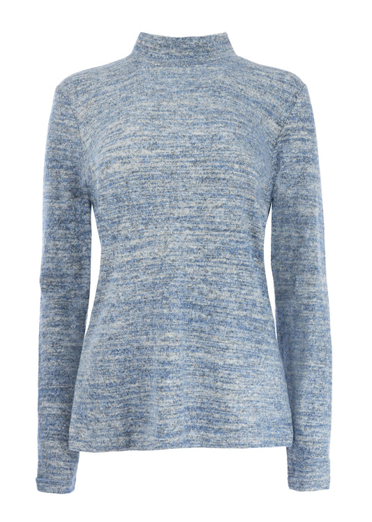 Top Milans Plain LS-RMJ Brushed Melange Knit | Bijou Blue