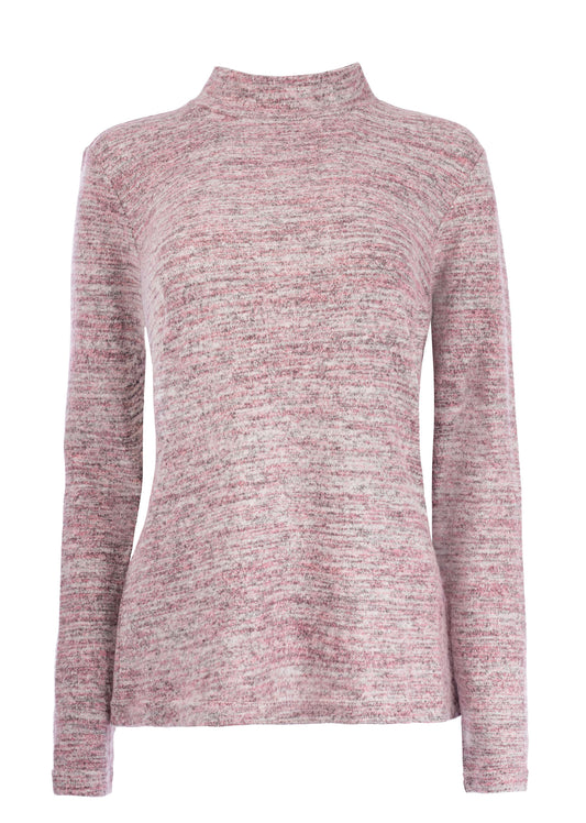 Top Milans Plain LS-RMJ Brushed Melange Knit | Nostalgia Rose