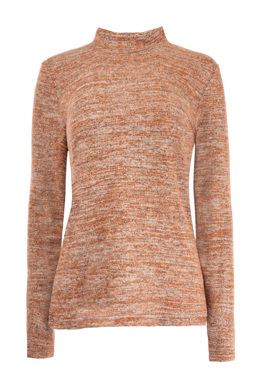 Milans Plain LS-RMJ Brushed Melange Knit | Ginger Brown