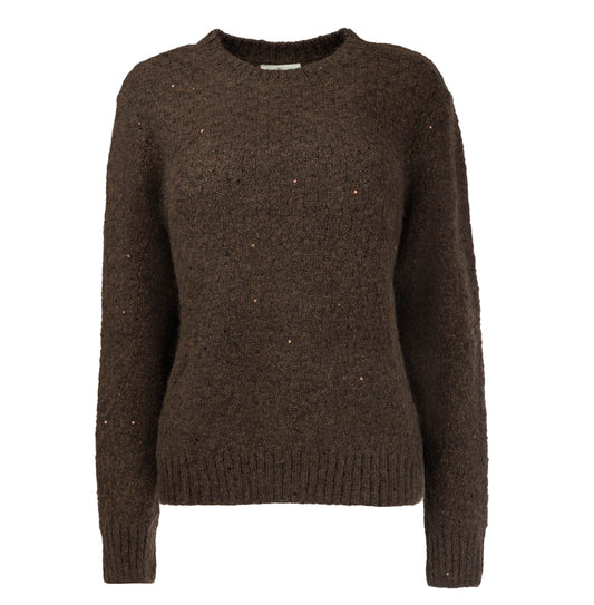 Trui Glacier LS-RMJ Sequin Knit | Ganache Brown