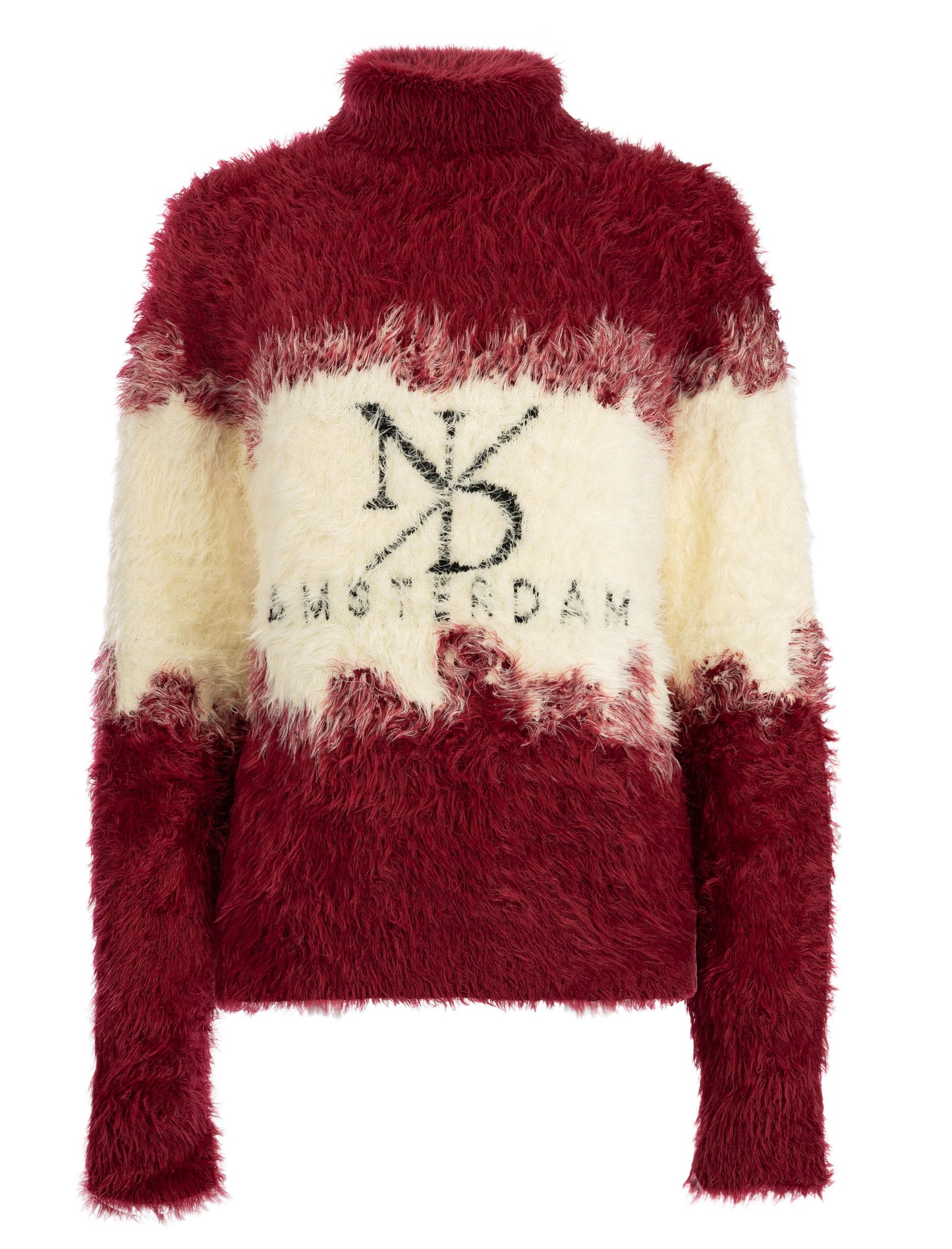 Trui Fraser LS-RMJ Furry Logo Knit | RhubarbRed-Buttercr.
